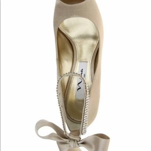 Nina Emma Crystal champagne wedge heels